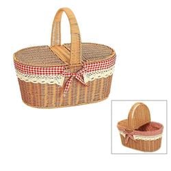 Mien Oval Piknik Sepeti - Bej - 40x26x18 cm