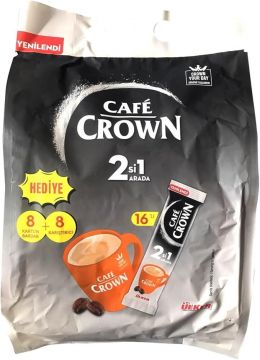 Ülker Cafe Crown 2'si 1 Arada 16'lı Paket - 8 Karton Bardak ve Karıştırıcı Hediyeli