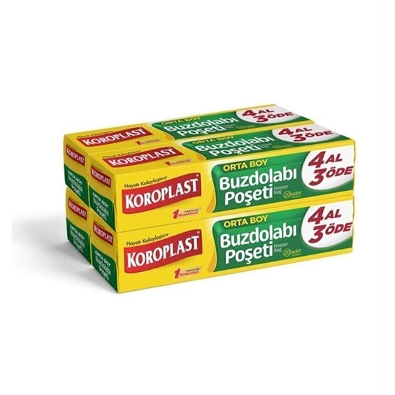 Koroplast Buzdolabı Poşeti 4 Al 3 Öde Paketi Orta Boy 4 X 20 Poşet