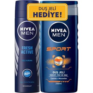 Nivea Deo Sprey Fresh Active For Men 150 ml + Duş Jeli 250 ml