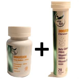 İmmuferon - Beta Glucan + Vitamin C + Çinko + Kara Mürver içerikli 2'li Kofre Gıda Takviyesi