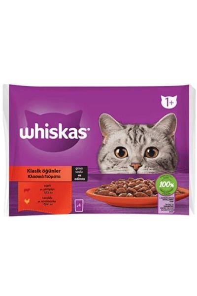 Whiskas Pouch Sos İçinde Sığırlı ve Tavuklu Yetişkin Kedi Konservesi 85gr (4'lü)