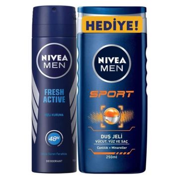 Nivea Sport Duş Jeli 250 Ml Set + Fresh Erkek Sprey Deodorant 150 Ml Set