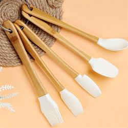 Arow Ahşap Saplı Servis Seti Silikon  0071