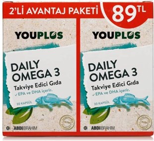 YouPlus Daily Omega-3 30 Kapsül - 2 Al 1 Öde Kofre