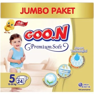 Goon Premium Soft Bebek Bezi 5 Beden Jumbo Paket 24 Adet