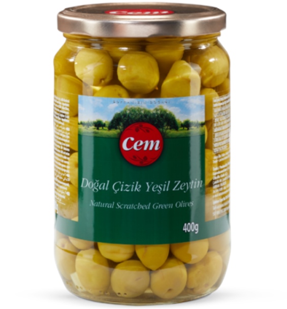 Cem Yeşil Çizik Zeytin 400 gr (261-290)