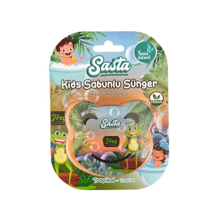 Sasta Kids Süngerli Tropikal Kokulu Sabun 90 gr Kurbağa Desenli