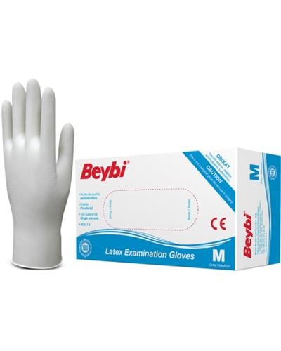 Beybi Lateks Pudralı Muayene Eldiveni S Küçük Boy 100'Lü