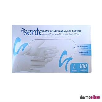 Sente Lateks Pudralı Muayene Eldiveni L 100'lü