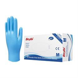 Beybi Pudrasız Mavi Nitril Muayene Eldiveni - 100 lü M