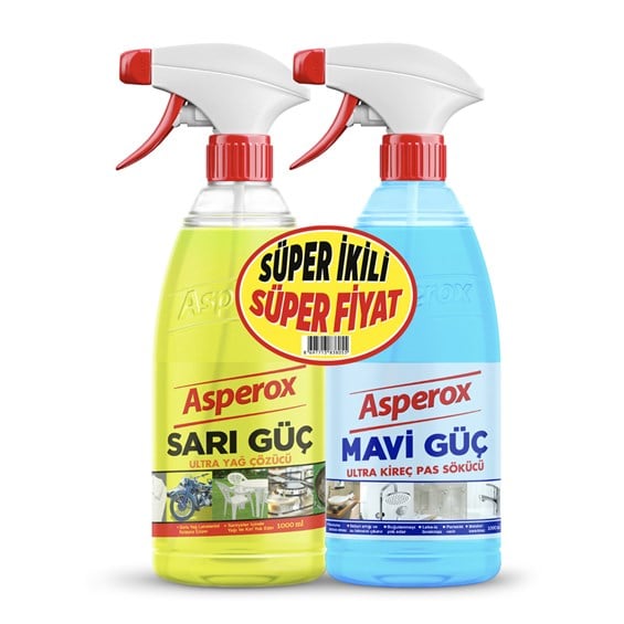 Asperox Sarı + Mavi Güç Sprey 1 lt + 1 lt