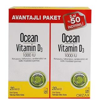 Ocean Vitamin D3 1000 IU Sprey 20 ml - 2.'si %50 İndirimli