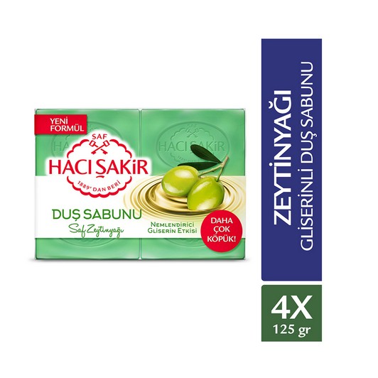 Hacı Şakir Zeytinyağı Gliserinli Saf Zeytinyağı Duş Sabunu 4x125 gr