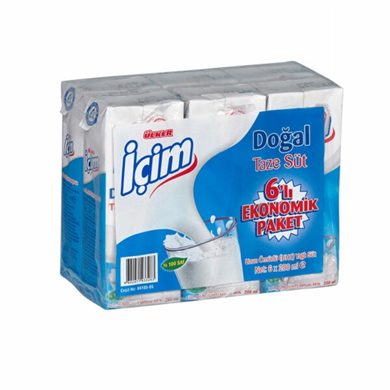 İçim Süt Sade 200 ml 6'lı