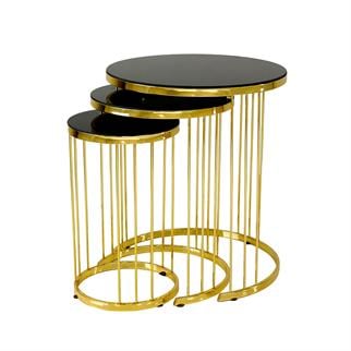 Karataş MZ-9112 Çubuklu Metal Zigon Sehpa Gold/Siyah