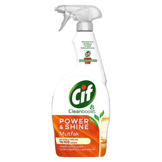 Cif Power Shine Mutfak Yağ Çözücü Sprey 750  ml