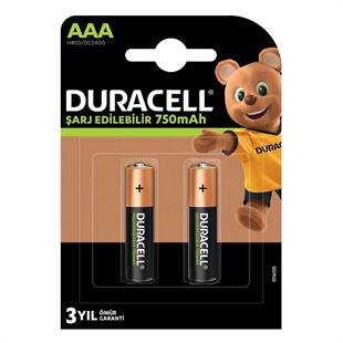 Duracell Pil AAA 2'li Şarjedilebilir 750mAh İnce Kalem Pil
