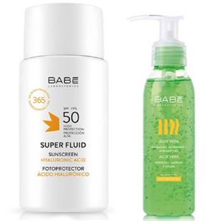 Babe Super Fluid Fotoprotector Sunscreen SPF50 50 ml + Babe %100 Aloe Jel Seyahat Boyu 90 ml