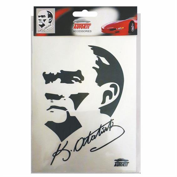 Autokit Oto Sticker Atatürk Silueti İmzalı Stıcker 13X18 cm