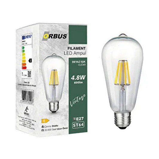 ORBUS LED FILAMENT ST64 AMPUL 6 WATT E27  BEYAZ ISIK