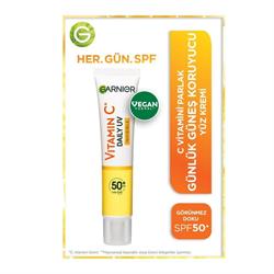 Garnier C Vitamini Parlak Günlük Güneş Koruyucu Fluid Yüz Kremi Görünmez Doku SPF50+ 40ml