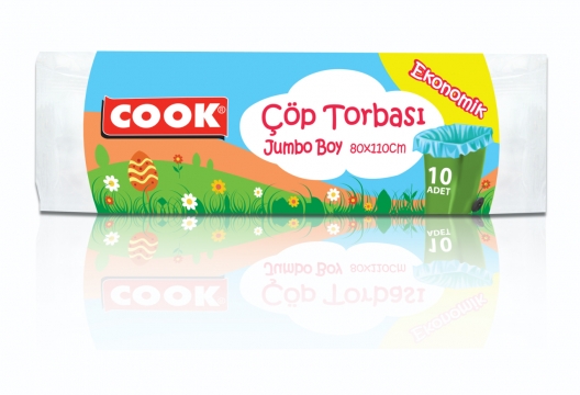 Cook Ekonomik Çöp Torbası Jumbo Boy 10 Adet 80 x 110 cm