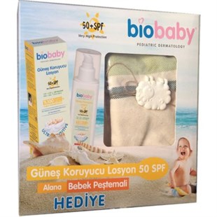 Biobaby Güneş Koruyucu Losyon Spf50 100Ml Bebek Peştemali Ve Güneş Sonrası Losyon Hediye