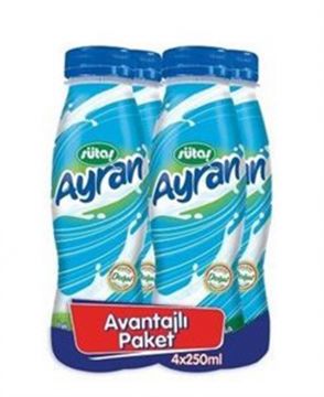 SÜTAS AYRAN 250ml x 4 LÜ TAM YAGLI SISe