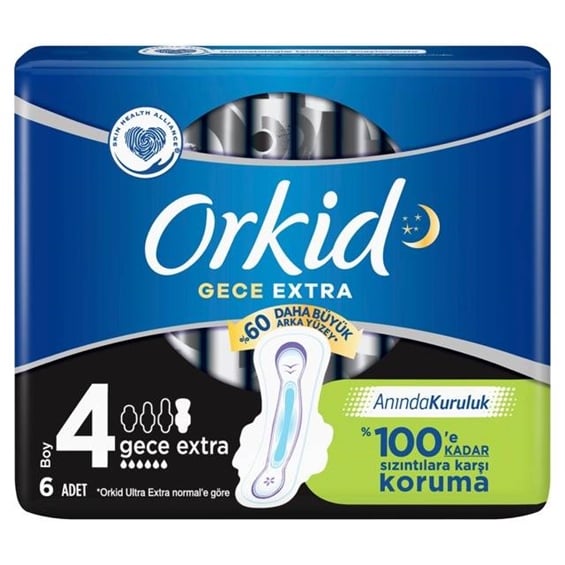 Orkid Ultra Hijyenik Ped Gece Extra No: 4 6'lı