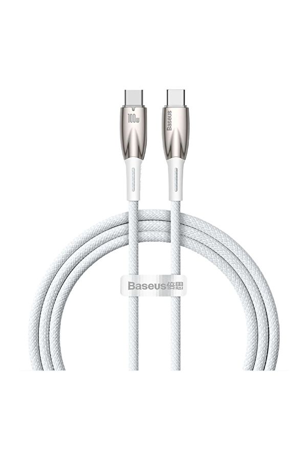 Baseus Glimmer 100W Type-C to Type-C Kablo 1m.-Beyaz