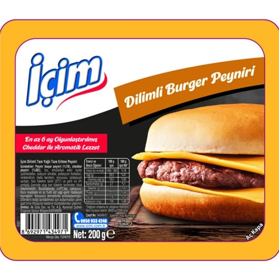 İçim Dilimli Burger Peyniri 200 gr