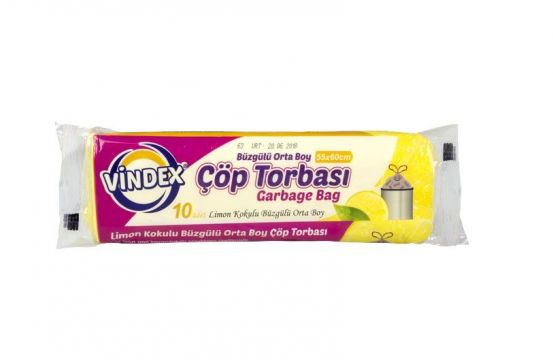 VİNDEX ÇÖP TORBASI BÜZGÜLÜ ORTA BOY LİMON