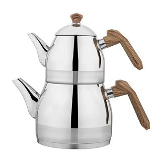 Schafer Luz Orta Boy Çelik Çaydanlık Takımı 3 Parça Kahve