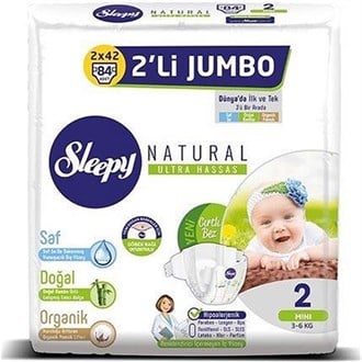 Sleepy Natural 2 Numara Mini 84'lü Jumbo Paket Bebek Bezi