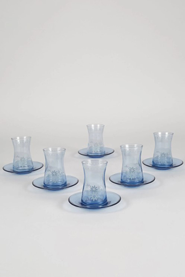 Rakle Nazenin 12li Çay Seti Mavi 170cc Nzn361