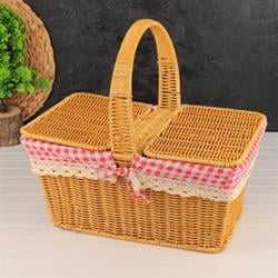 Mien Dikdörtgen  Hasır Piknik Sepeti