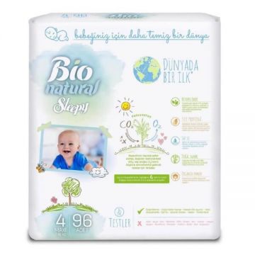 Sleepy Bio Natural Bebek Bezi 4 Numara Maxi 96 Adet