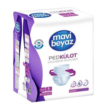 Mavi Beyaz Pedkülot Emici Külot Large 8 Li