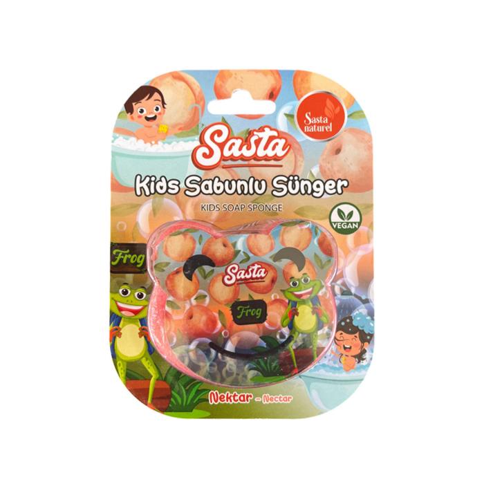 Sasta Kids Süngerli Nektar Kokulu Sabun 90 gr Kurbağa Desenli