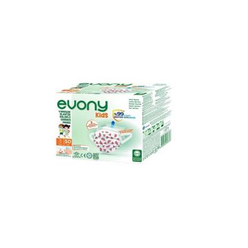 Evony Kids 3 Katlı Yumuşak Kulaklı Maske 50 Adet