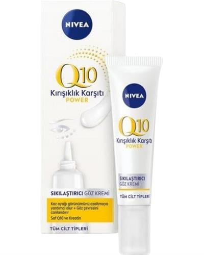 NIVEA Q10 Kırışıklık Karşıtı Göz Bakım Kremi 15ml, Şişkinlik Ve Koyu Halka Görünümü, Koenzim, Kreatin