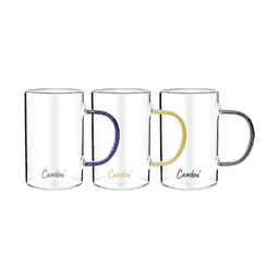 Renkli Borosilikat Kulplu Kupa 3'lü 270 Ml