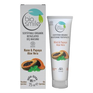 Bio Smile Organik Beyazlatıcı Diş Macunu Nane Papaya Aloe Vera 75 ml