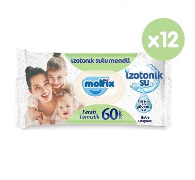 Molfix İzotonik Sulu Islak Mendil Ferah Temizlik 50 Yaprak x 12 Adet
