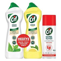 Cif Krem 2*750 ml Amonyaklı+Limon+200 ml Cif Ultra Hijyen Sprey