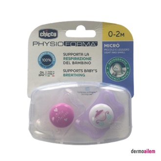 Chicco Physio Micro 0-2 Ay Silikon Emzik 2'li - Kız Pembe Mor