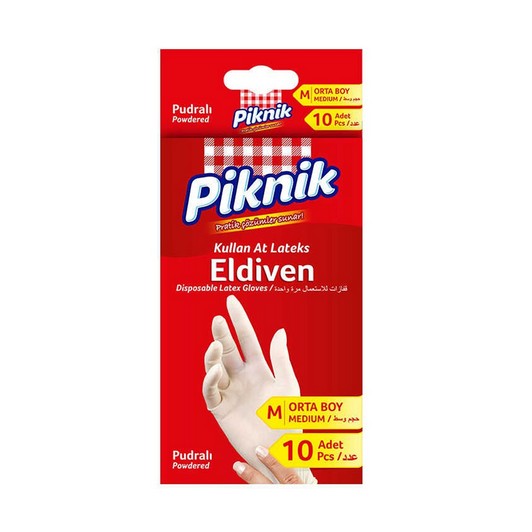 Piknik Pudralı Lateks Eldiven 10 lu Medium