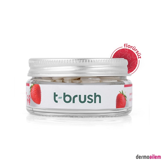 T-Brush Çilek Aromalı Flörürsüz 90'lı Diş Macunu Tableti