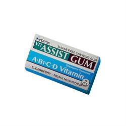 Vit Assist Gum A, B1, C, D Vitamini, Karamürver Ve Reishi Mantarlı Şekersiz Çilekli Sakız